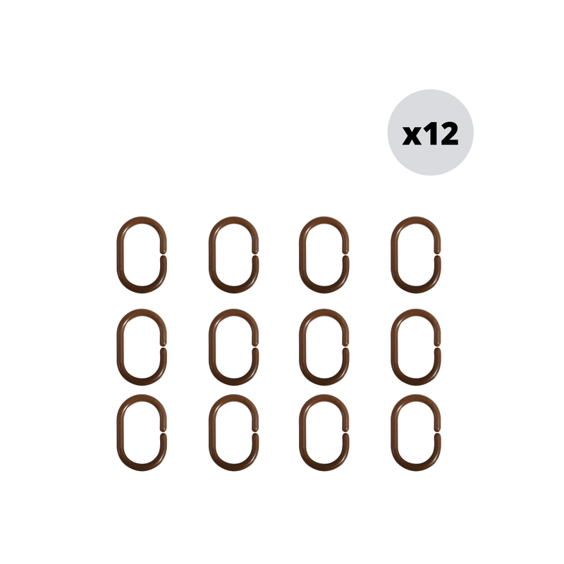 MSV Pack de 12 Anillos de cortina de ducha de chocolate MSV