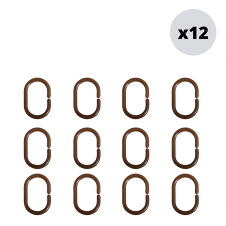 MSV Pack de 12 Anillos de cortina de ducha de chocolate MSV