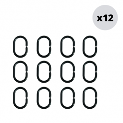 MSV Pack de 12 Anillos para cortina de ducha negro MSV