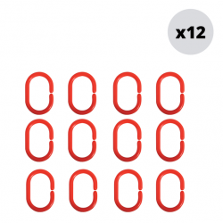 MSV Lot de 12 anneaux pour rideaux de douche Rouge