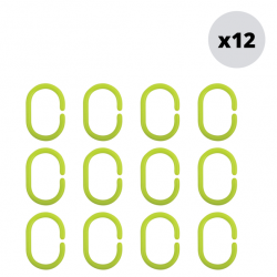 MSV Lot de 12 anneaux pour rideaux de douche Vert