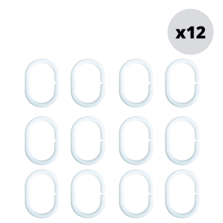 MSV Pack de 12 Anillos para cortina de ducha blanco MSV