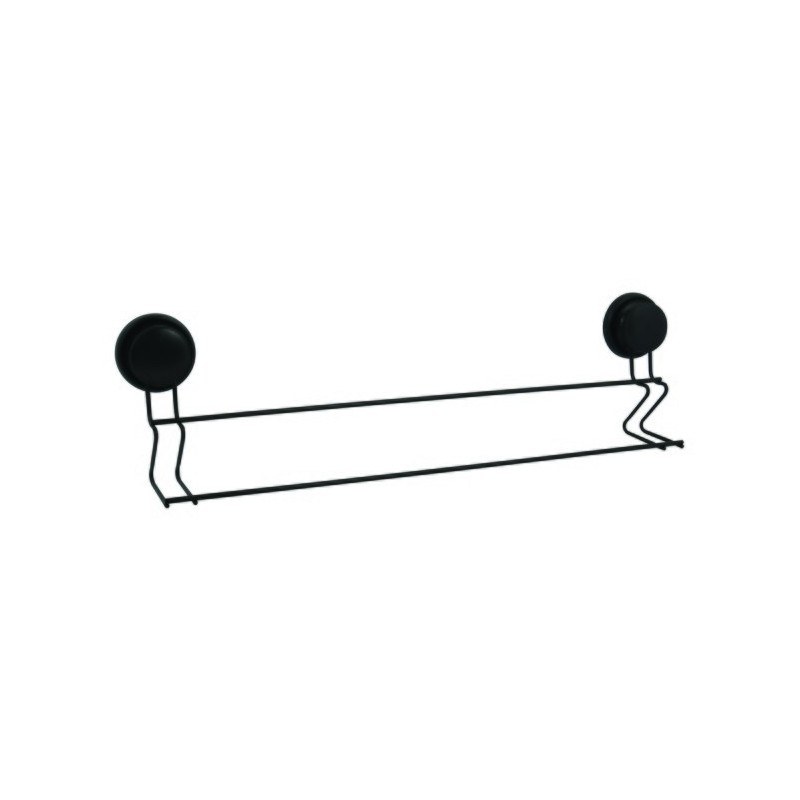 Wall-mounted towel rack with suction cups in Black Steel MSV