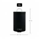 Papelera con pedal Acero 3L Negro mate MSV