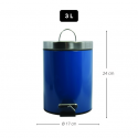 Pattumiera a pedale in acciaio inox 3L Blu MSV