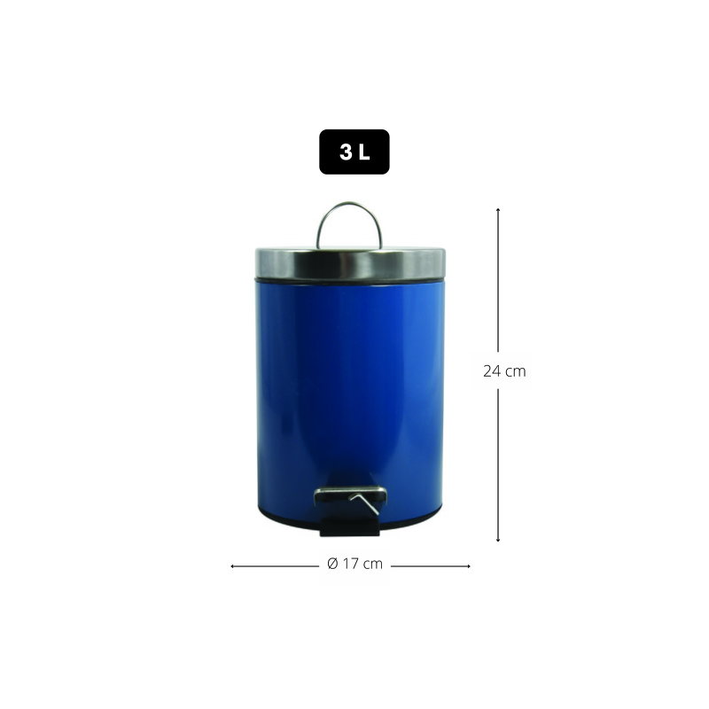 Poubelle à  pédale Inox 3L Bleu MSV