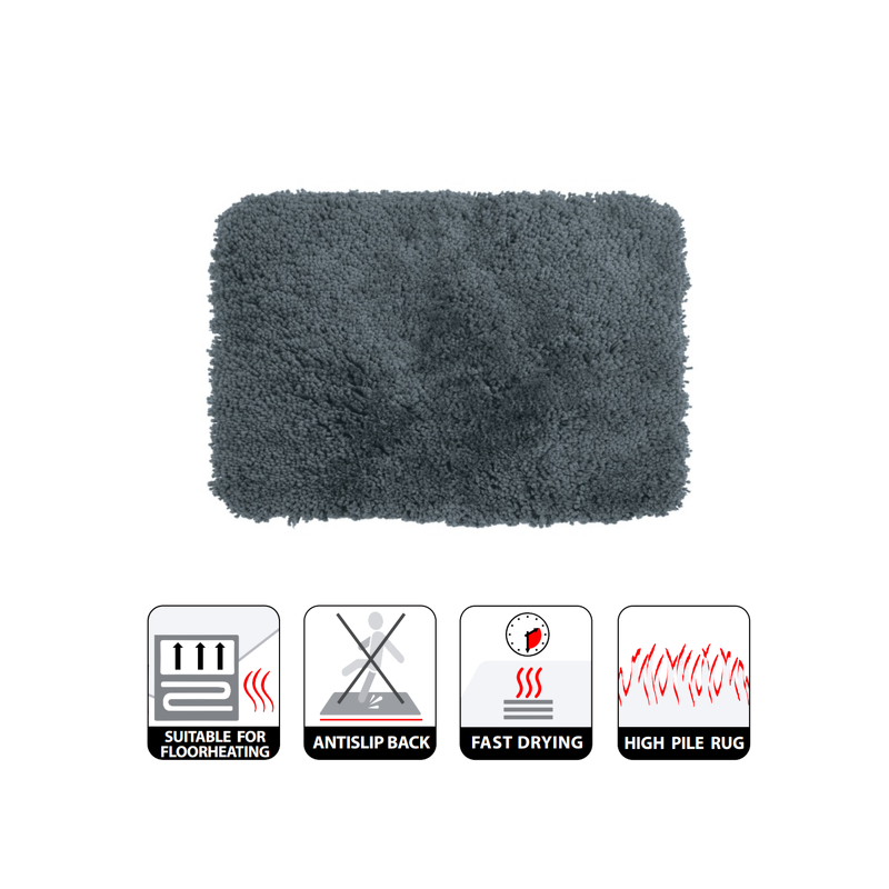 Tapis de bain Microfibre HIGHLAND 80x150cm Gris Granit Spirella