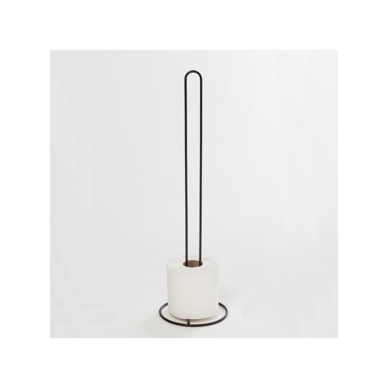 Porte rouleau Papier WC sur Pied STOCK Acier Noir mat Spirella