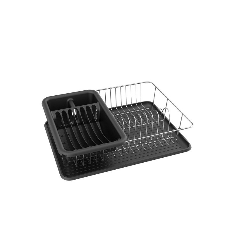 dish drainer with matt black chrome steel tray MSV