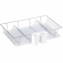 SAKURA dish drainer with tray in White Chrome Steel MSV