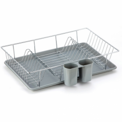 Escurreplatos con bandeja SAKURA en Acero Cromado Gris MSV