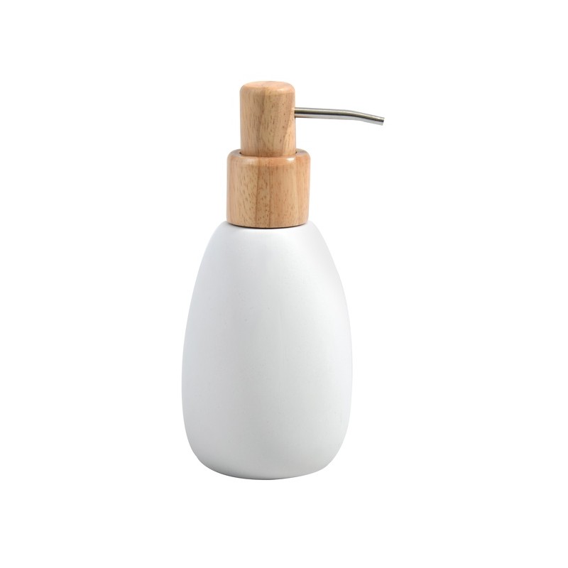 dispensador de jabón de poliresina y madera SVEN White Spirella