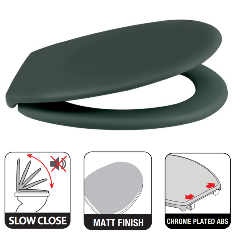 Abattant wc thermo dur avec fermeture silencieuse vert foncé Spirella