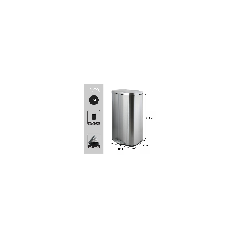 Papelera con Pedal de Acero Inoxidable 12L Metalizado AKIRA Spirella