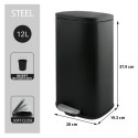Papelera con pedal Acero AKIRA 12L Negro mate Spirella
