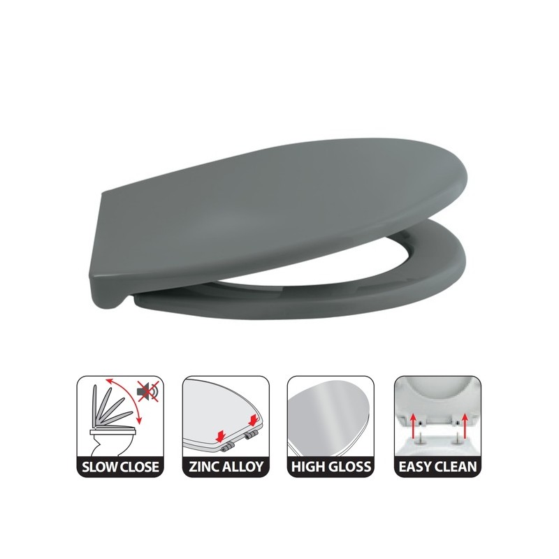 Abattant wc HARRY Gris Anthracite - Charnière Zinc Spirella