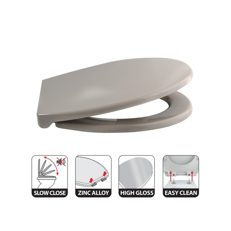 Abattant wc HARRY Taupe - Charnière Zinc Spirella