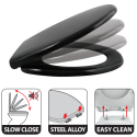 Asiento de inodoro EASY CLIP Thermo Hard negro - Bisagras de acero inoxidable Spirella