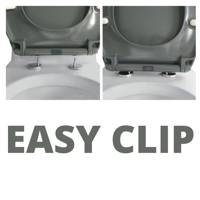 Toilet seat Thermo Hard EASY CLIP T Gray - Stainless Steel Hinges Spirella