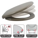 Abattant wc EASY CLIP Thermo Dur Taupe - Charnières Inox Spirella