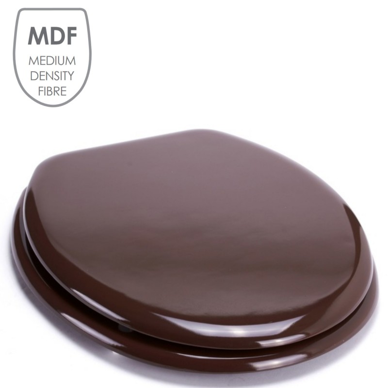 Sedile WC CLÉO in MDF marrone cioccolato - Cerniere MSV in acciaio inossidabile