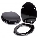 Toilet seat MDF CLÉO Glossy Black - stainless Steel Hinges MSV