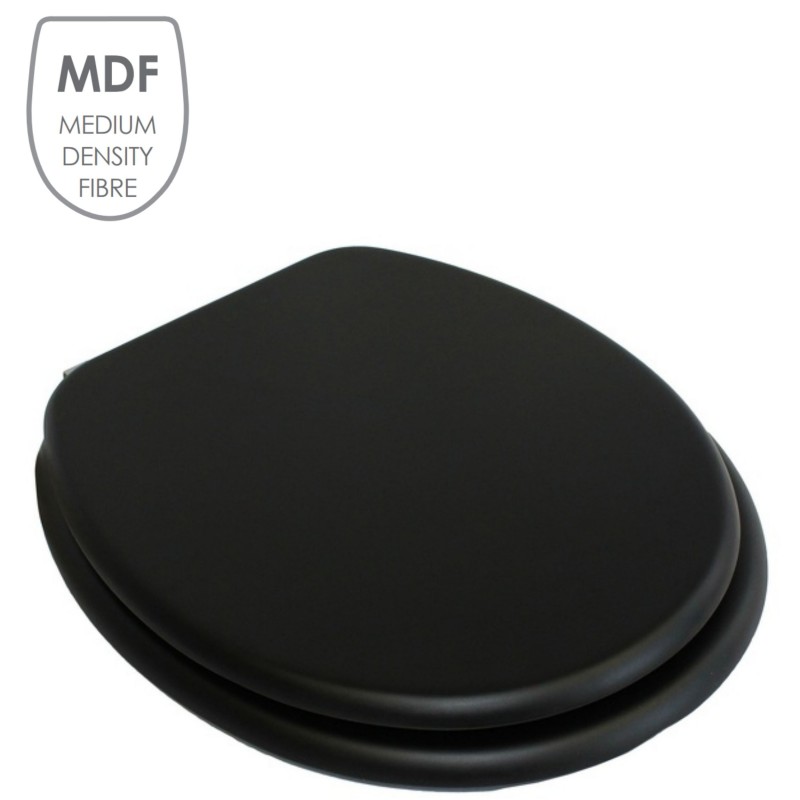 Toilet seat MDF CLÉO Matt black stainless steel hinges MSV