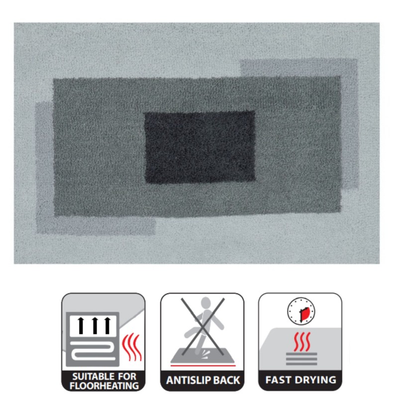 Alfombra de baño de poliéster ANELA 60x90cm Gris Spirella