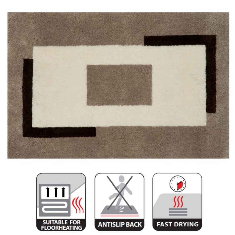 Tapis de bain Polyester ANELA 60x90cm Marron Spirella