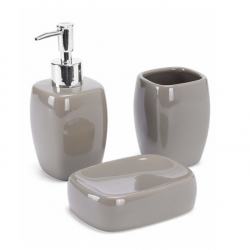 MSV Ensemble 3 accessoires de salle de bain Céramique CLASSIC Marron