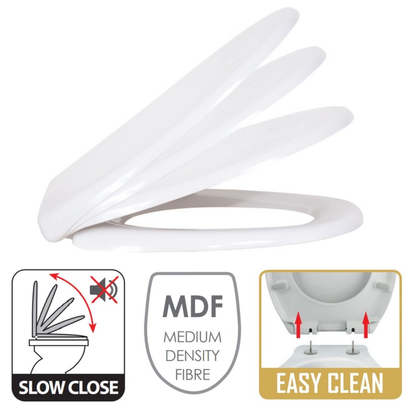 Copriwater WC Thermo Dur EASY CLEAN Bianco - Cerniere in acciaio inox MSV