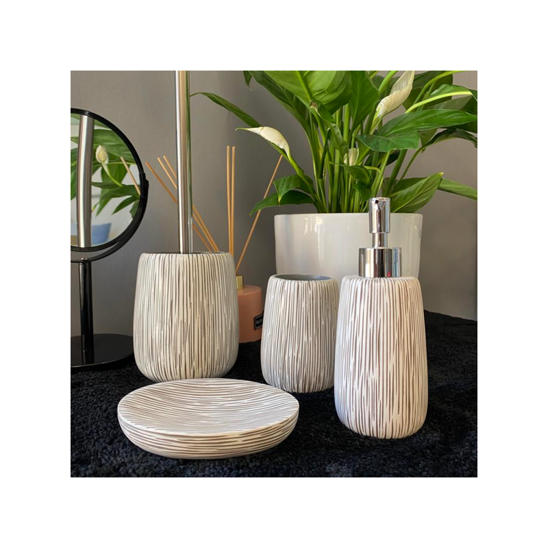 Spirella Toilettenbürste mit Stütze Polyresine HOLLIS White & Taupe