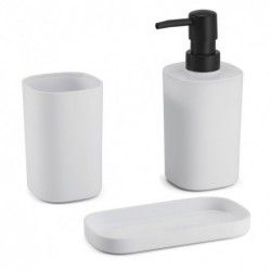 MSV ensemble 3 accessoires de salle de bain LONA Blanc