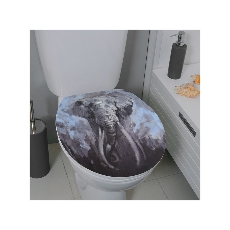 Tapa de inodoro MDF ELEPHANT - Bisagras de acero inoxidable Spirella