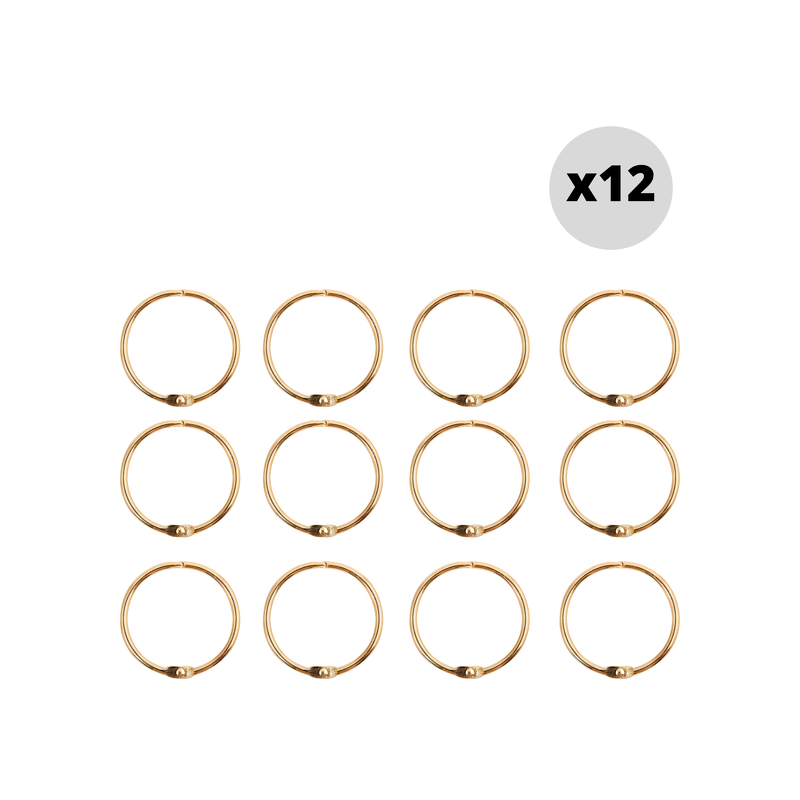 Set of 12 shower curtain rings RINGO SMALL Gold Spirella