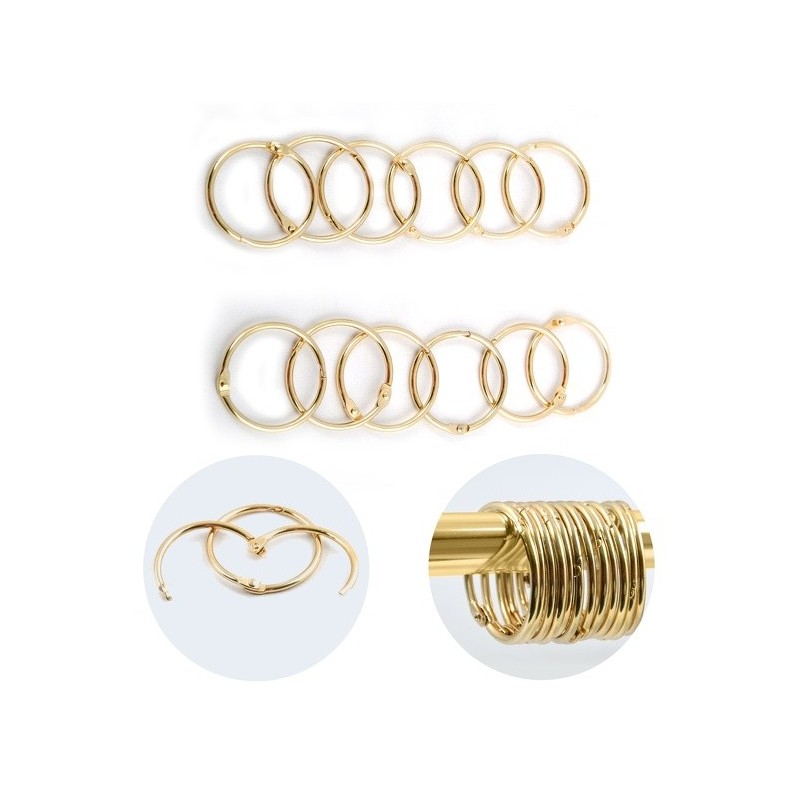 Set of 12 shower curtain rings RINGO SMALL Gold Spirella