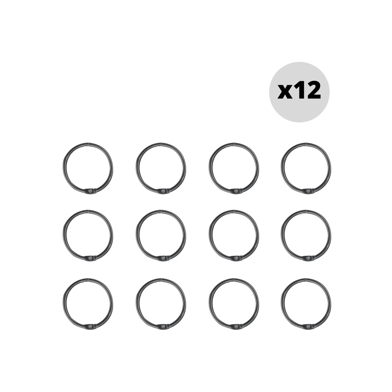 Juego de 12 anillas para cortina de ducha RINGO SMALL Black Titan Spirella