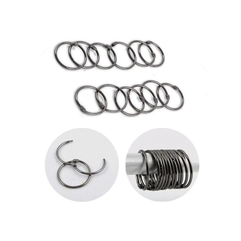 Spirella 12er Set Duschvorhangringe RINGO SMALL Titan Black