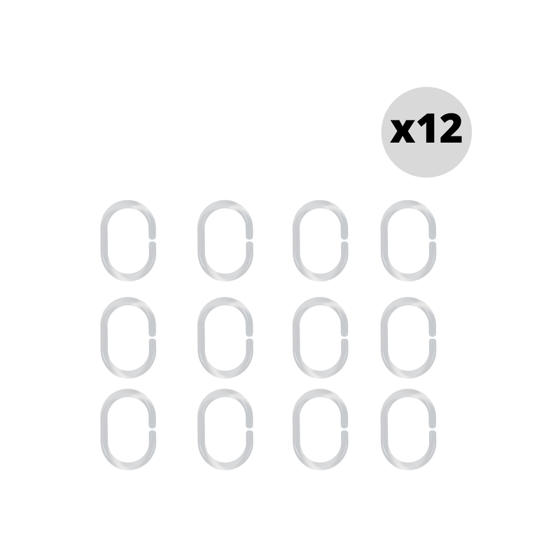 Juego de 12 anillas para cortina de ducha C-MINOR Transparente Spirella