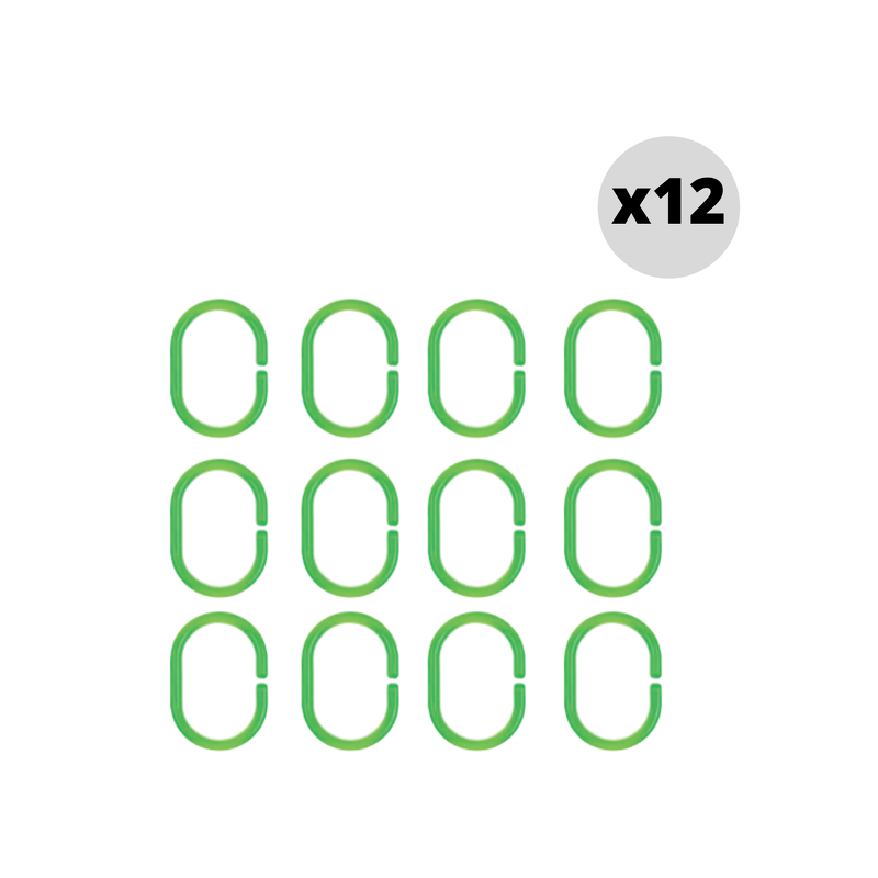 Juego de 12 anillas para cortina de ducha C-MINOR Verde Claro Spirella