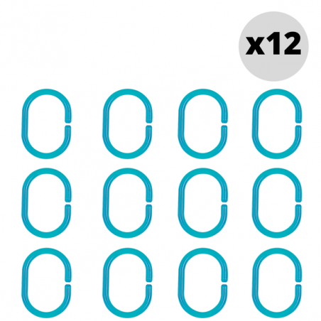 Set 12 anelli per Tenda doccia C-MINOR Azzurro Spirella