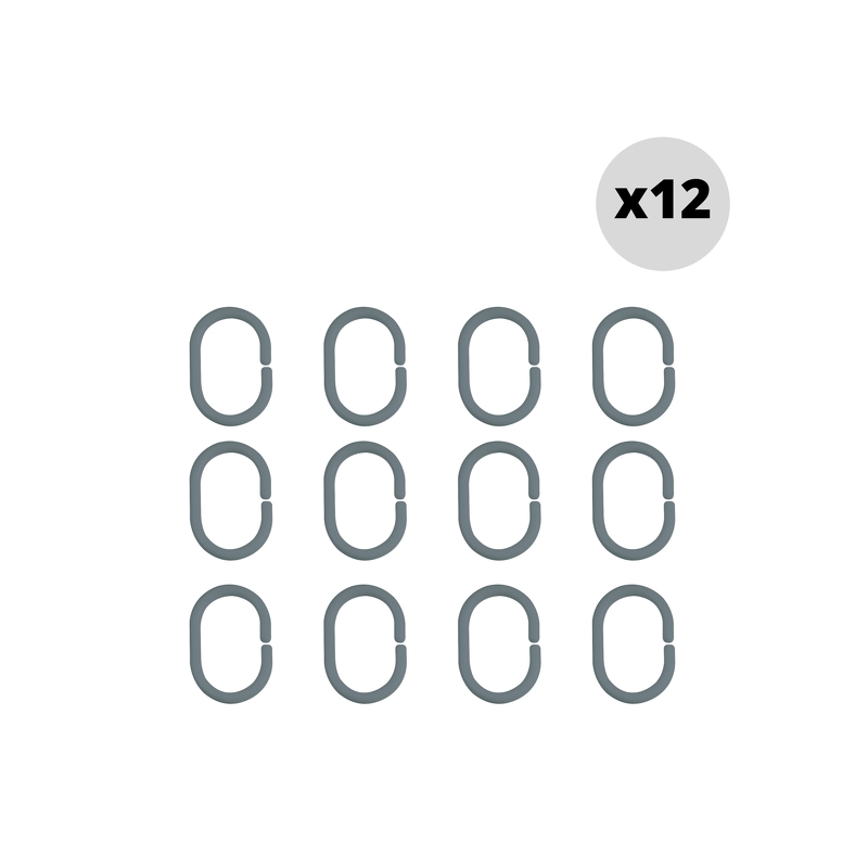 Juego de 12 anillas para cortina de ducha C-MINOR Gris Spirella