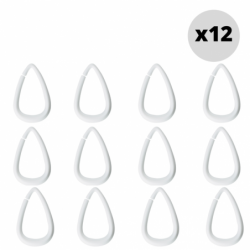 Juego de 12 anillos para cortina de ducha DROP  blancos Spirella