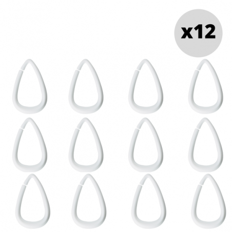 Lot de 12 anneaux pour rideaux de douche DROP Blanc Spirella