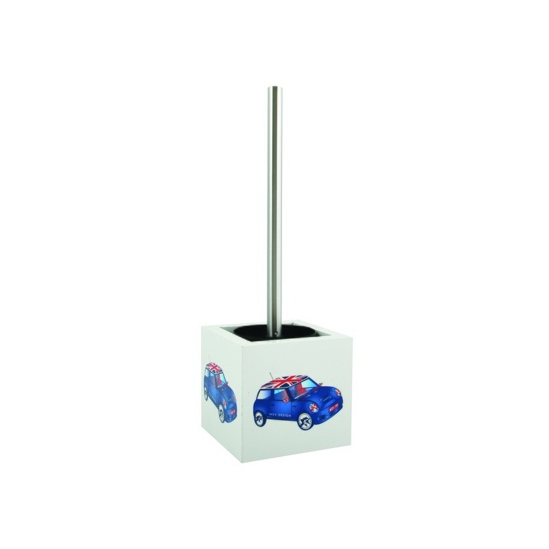Toilet brush with MDF & stainless steel support Square Blue Xs MSV
