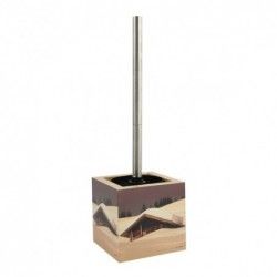 Scopino per WC con supporto in MDF e acciaio inox Square Cottage Sepia MSV