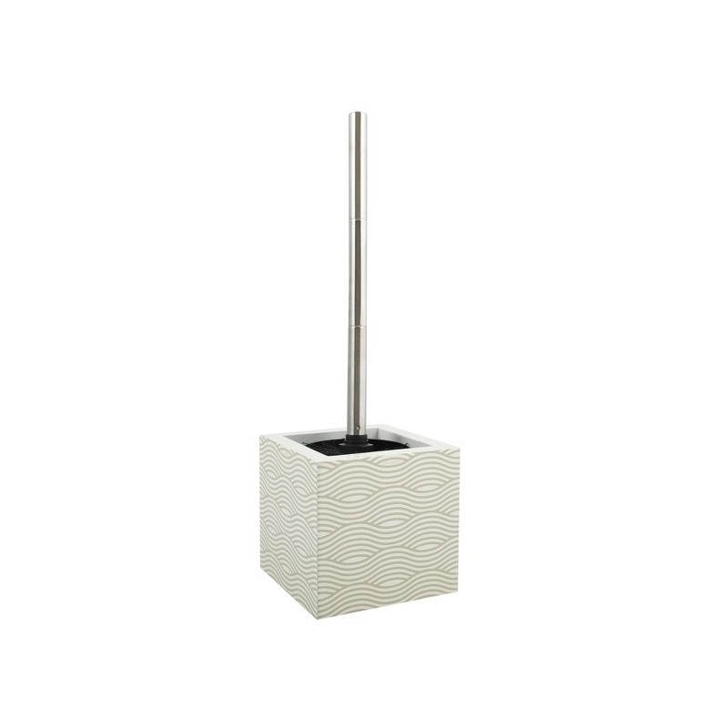 Escobillero con soporte de MDF y acero inoxidable WAVE Beige MSV