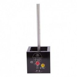 MSV Brosse Wc avec support MDF & Inox Marelle Noir