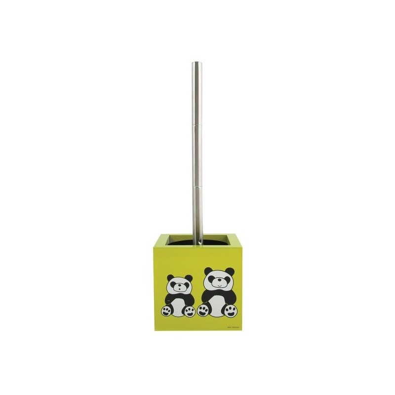 Escobillero con soporte de MDF y acero inoxidable Square Panda MSV