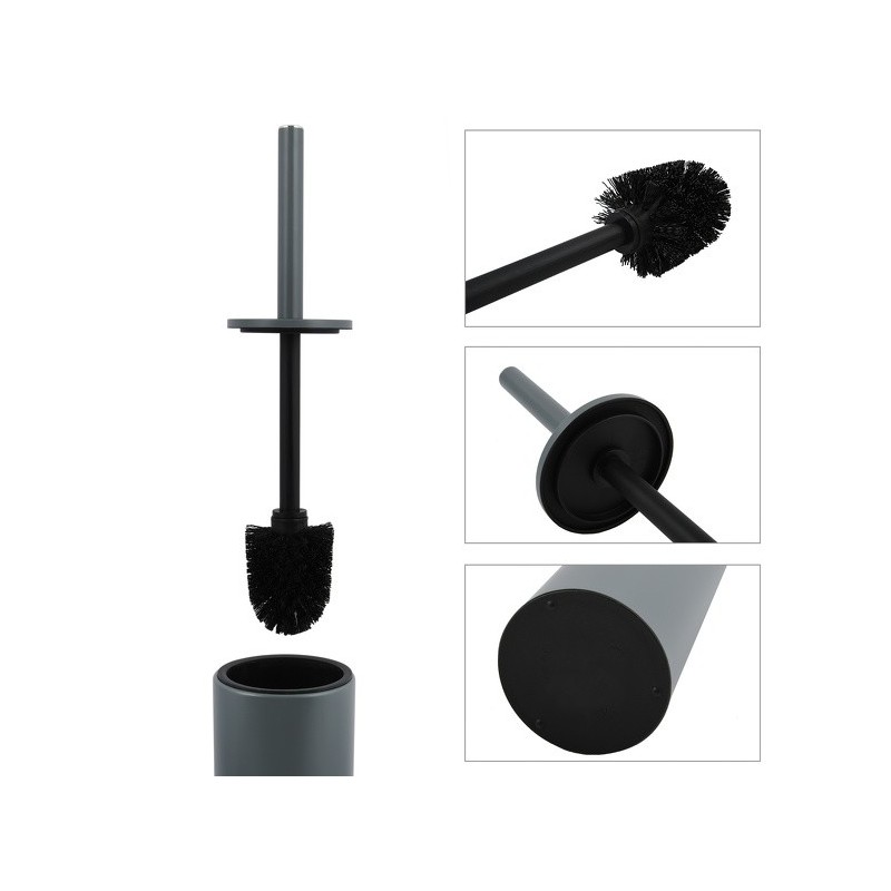 Escobillero con soporte de acero AKIRA Gris mate Spirella